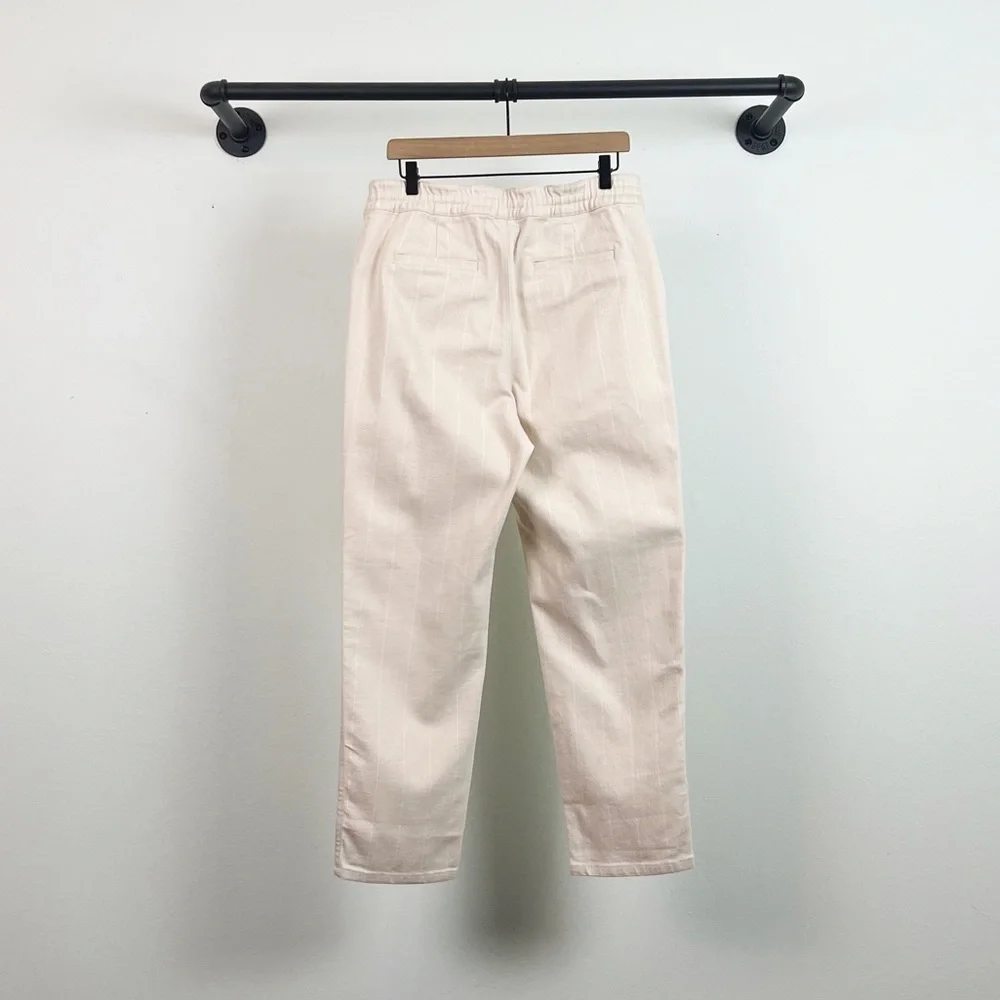 NEW J. Crew Tie Waist Camp Pant in Denim Stripe Ecru/White
